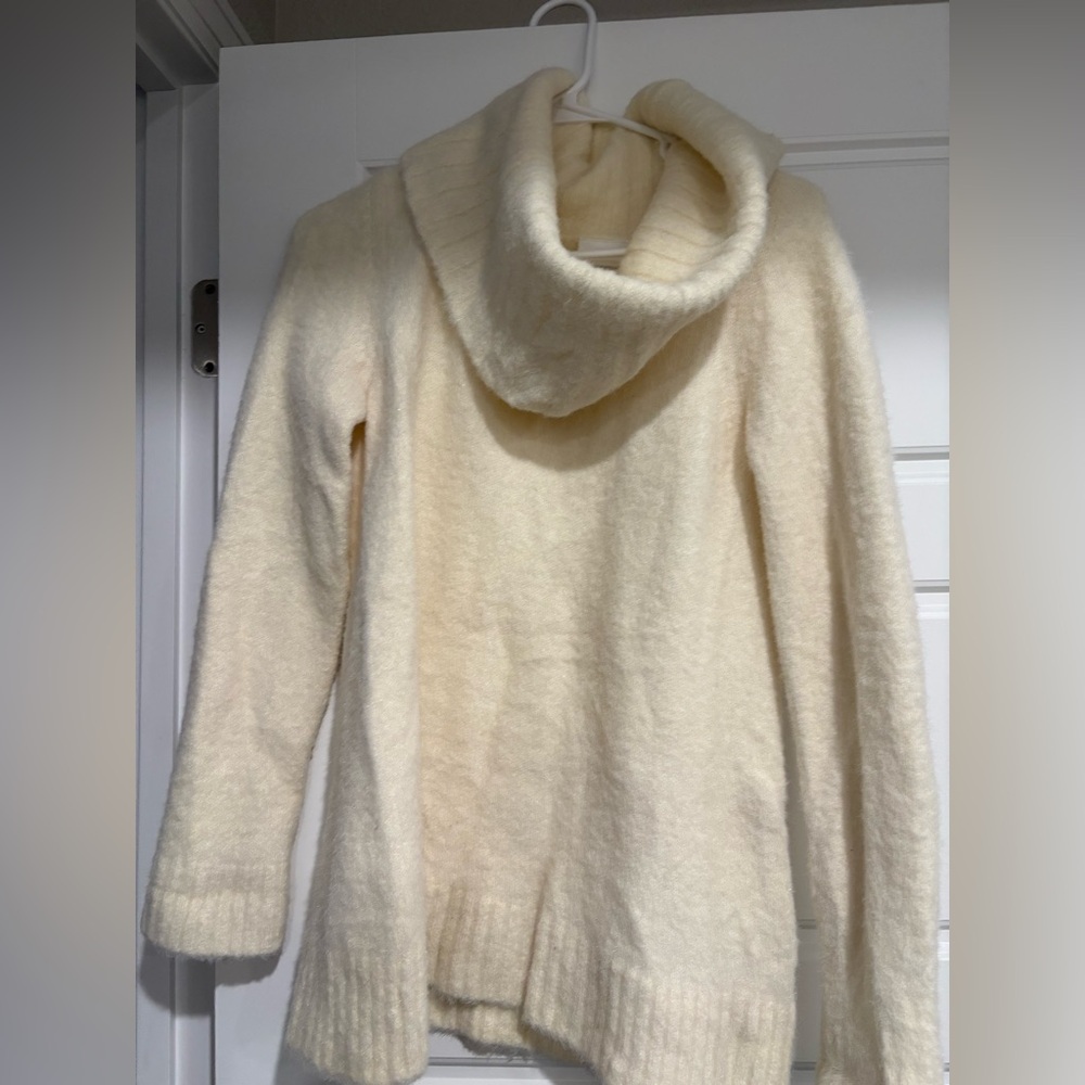 Anthropologie Soft Cream Cowl Neck Sweater